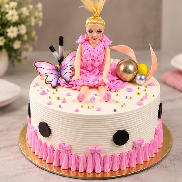 Premium Princess Barbie Doll Butterscotch Cake - 1 Kg - Eggless | Creamingo