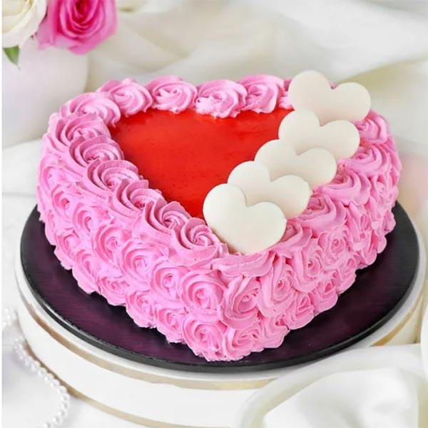 Floral Strawberry Royale Heart Cake