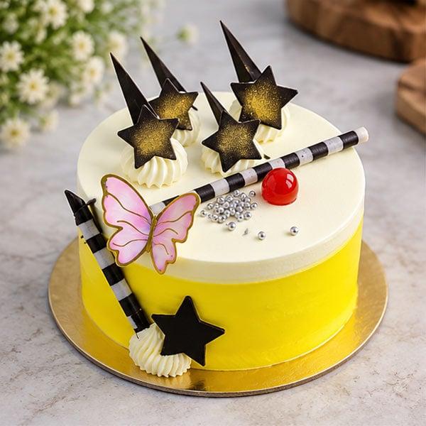 Pineapple Cream Cake with Colourful decorative design - 500 gm - Eggless | Creamingo