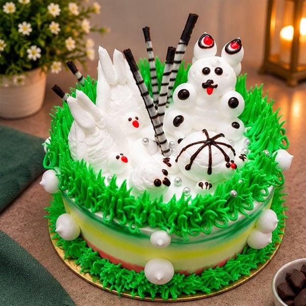 Chocolate Birthday Cake with Cream & Chocolate Toppings - 500 gm - Eggless | Creamingo
