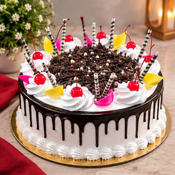 Classic Black Forest Cake with Chocolate & Cherry - Fresh Cream Cake - 500 gm - Eggless | Creamingo