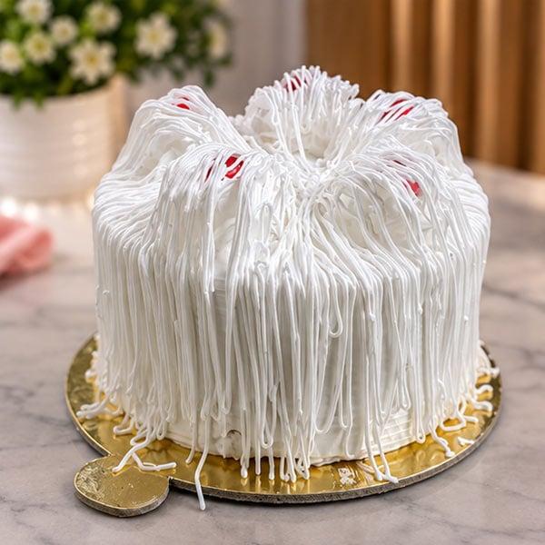 White Forest Cake - Classic White Chocolate & Cherry Cake - 500 gm - Eggless | Creamingo