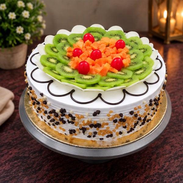 Mixed Fruit with Kiwi & Cherry - Fresh Cream Pineapple Cake - 500 gm - Eggless | Creamingo