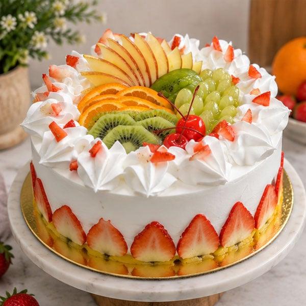 Fresh Pineapple Mixed Fruit Cake - 500 gm - Eggless | Creamingo