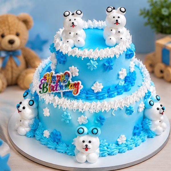 Premium Chocolate - Blue Bear Kids Birthday Cake - 1.5 Kg - Eggless | Creamingo