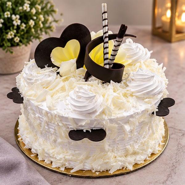 White Forest Cake - Classic White Chocolate & fresh Cream Cake - 500 gm - Eggless | Creamingo