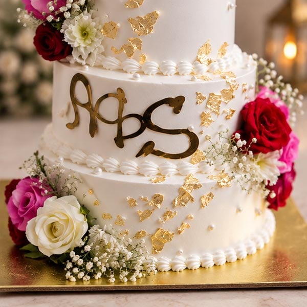 Elegant Butterscotch Multi-tier Engagement Cake 3