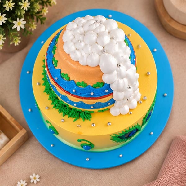 Royal Peacock Theme 2-Tier Chocolate Cake 2