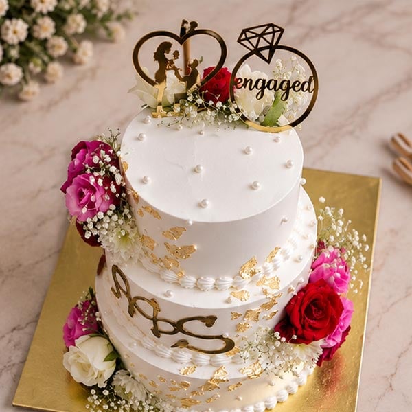 Elegant Butterscotch Multi-tier Engagement Cake 2