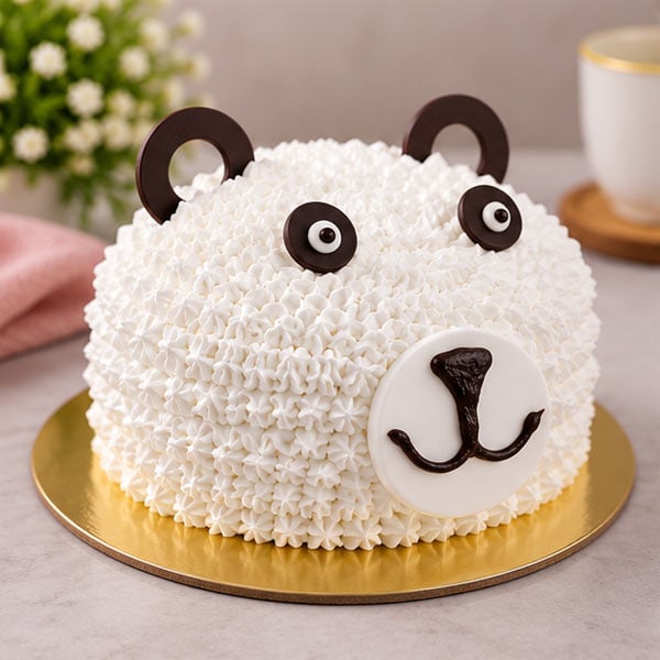 Premium White Forest Teddy Face Cake 3