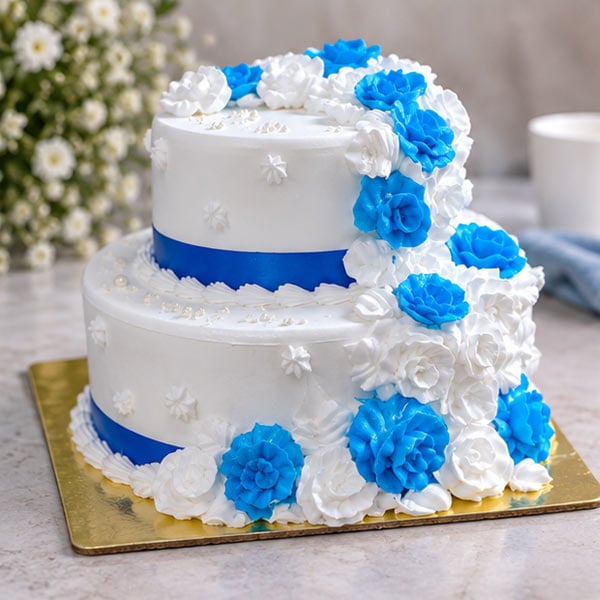Refreshing Pineapple Floral Two-Tier Cake 3