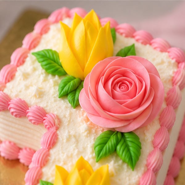 Premium Pineapple Number 1 Cake - Floral Cream Design 4