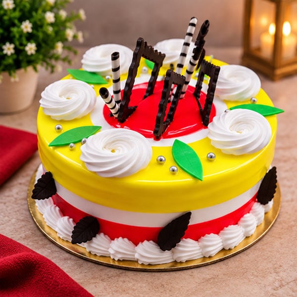 Premium Pineapple Celebration Cake with Floral Design 3