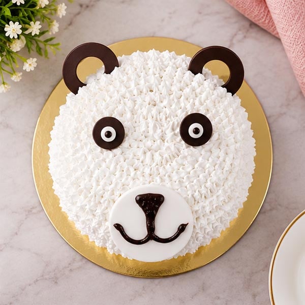 Premium White Forest Teddy Face Cake 2