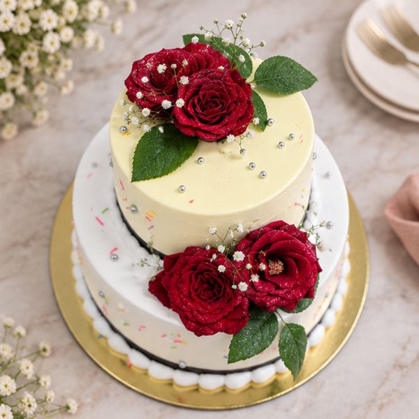 Elegant Pineapple & Butterscotch Two-Tier Cake 2