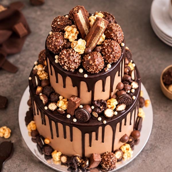 Delectable 2 Tier - Loaded Chocolate Drip Celebration Cake 2