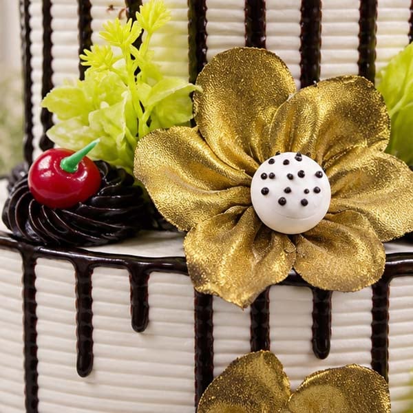 Premium Black Forest Cake with Chocolate Drips & Golden Flowers 4