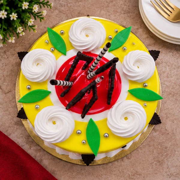 Premium Pineapple Celebration Cake with Floral Design 2
