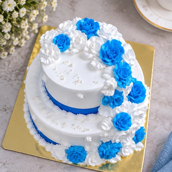 Refreshing Pineapple Floral Two-Tier Cake 2