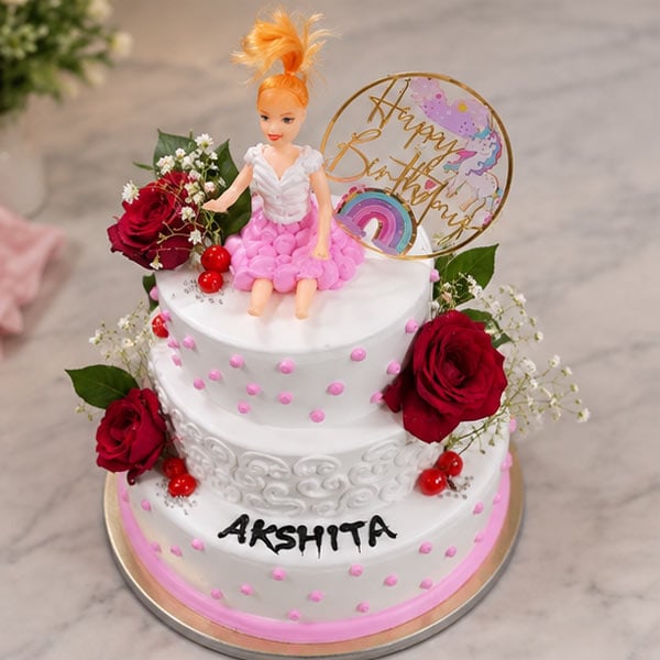 3 Tier Princess Doll Chocolate Cake 2