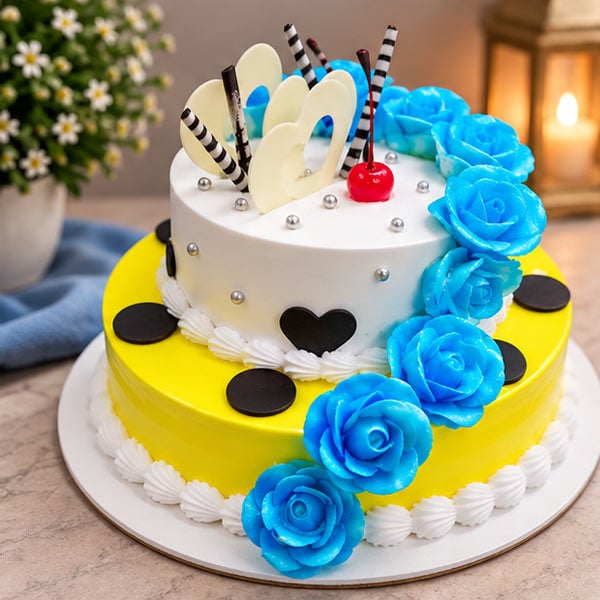 Butterscotch & Pineapple 2 Tier - Premium Celebration Cake 3