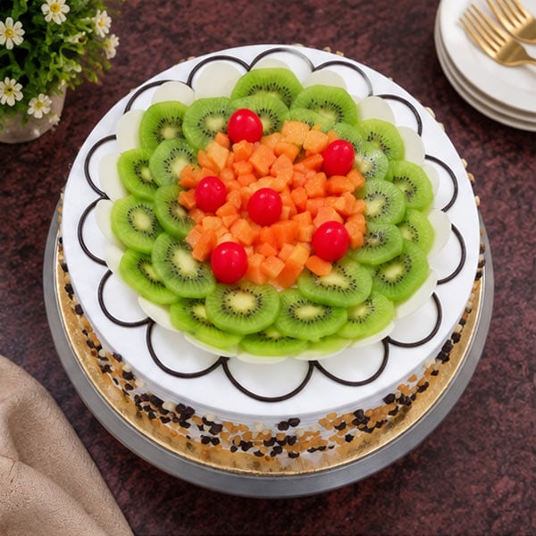 Mixed Fruit with Kiwi & Cherry - Fresh Cream Pineapple Cake 2