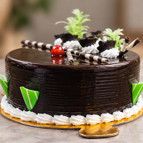 Chocolate Truffle Cake with Cherry & Chocolate Decorations 3