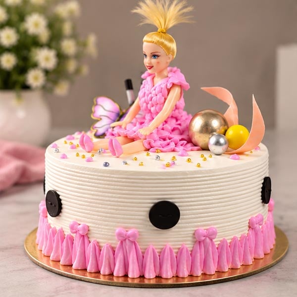 Premium Princess Barbie Doll Butterscotch Cake 3