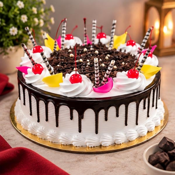 Classic Black Forest Cake with Chocolate & Cherry - Fresh Cream Cake 3