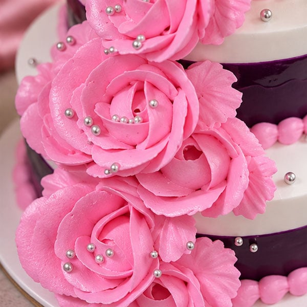 Premium Princess Doll Chocolate Cake with Pink Roses 4