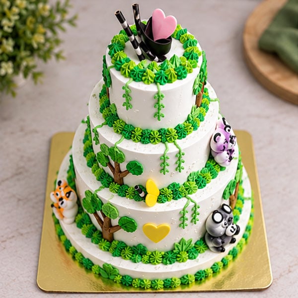 Jungle Theme Semi Fondant Chocolate Cake 3