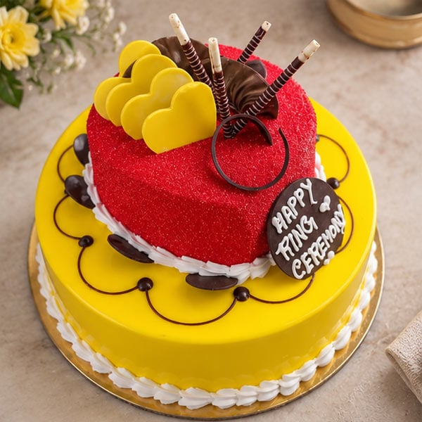 Pineapple & Red Velvet Two-Tier Celebration Cake 2