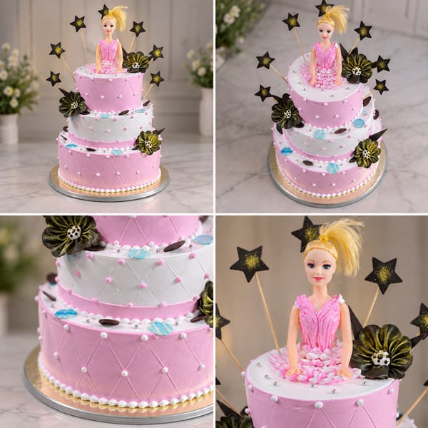 3 Tier Princess Doll Butterscotch Cake 5