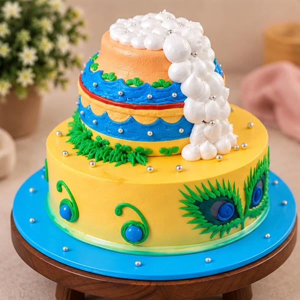 Royal Peacock Theme 2-Tier Chocolate Cake 3