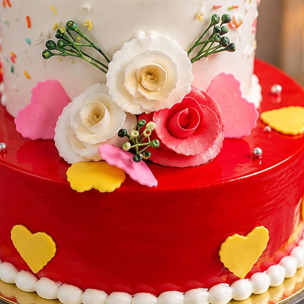 Elegant Two-Tier Strawberry & Chocolate Celebration Cake 3