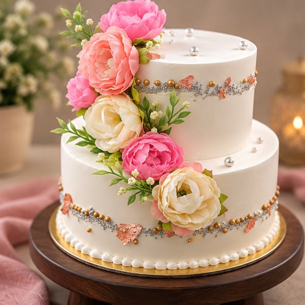 Refreshing Pineapple artificial Floral Two-Tier Cake 3