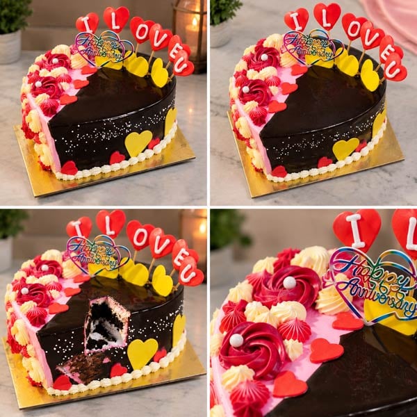 Premium Chocolate Heart Cake - Romantic Love Design 5