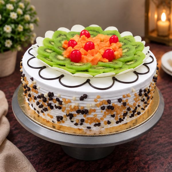 Mixed Fruit with Kiwi & Cherry - Fresh Cream Pineapple Cake 3