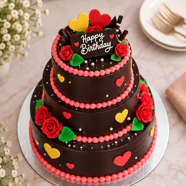 Delectable Chocolate Birthday Celebration Cake 2