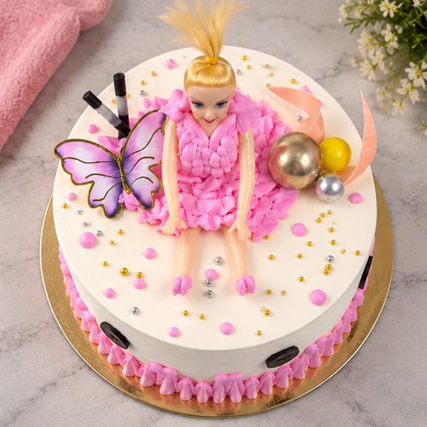 Premium Princess Barbie Doll Butterscotch Cake 2