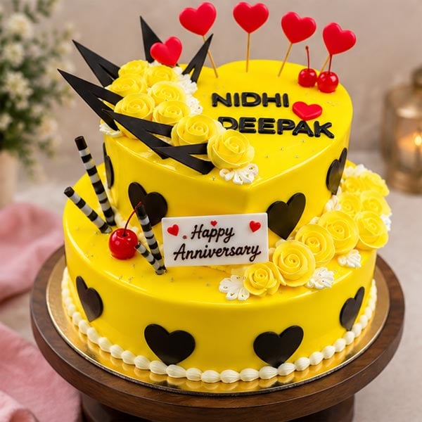 Glossy yellow elegant 2-Tier pineapple Cake 3