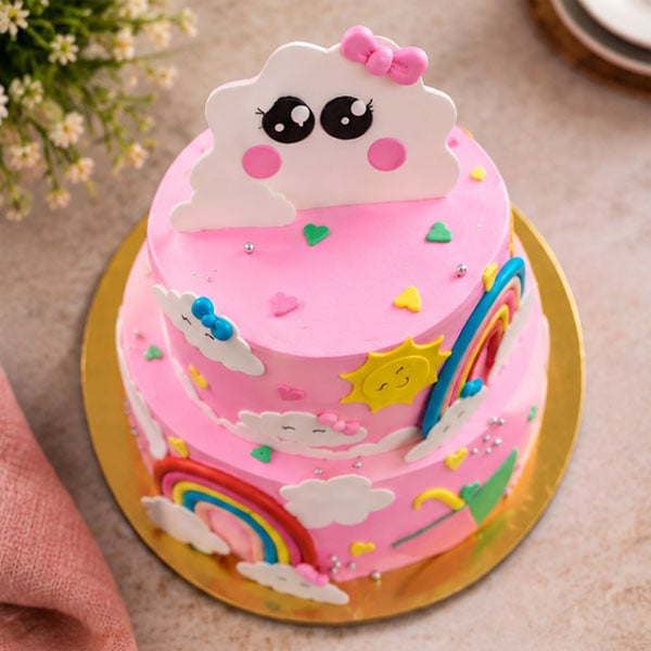 Premium Unicorn Rainbow - Pink Designer Fondant Birthday Cake 2