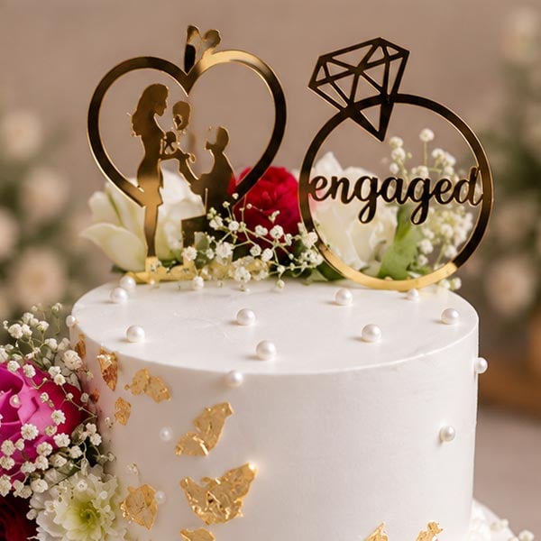 Elegant Butterscotch Multi-tier Engagement Cake 4