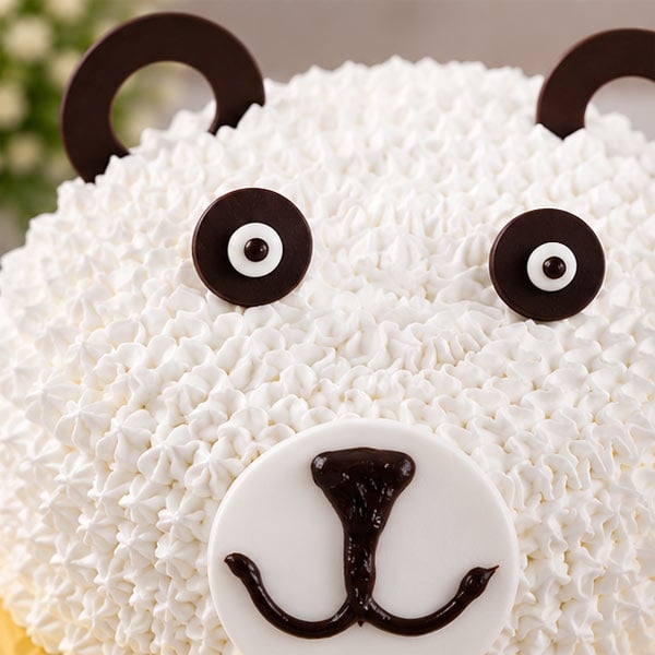 Premium White Forest Teddy Face Cake 4