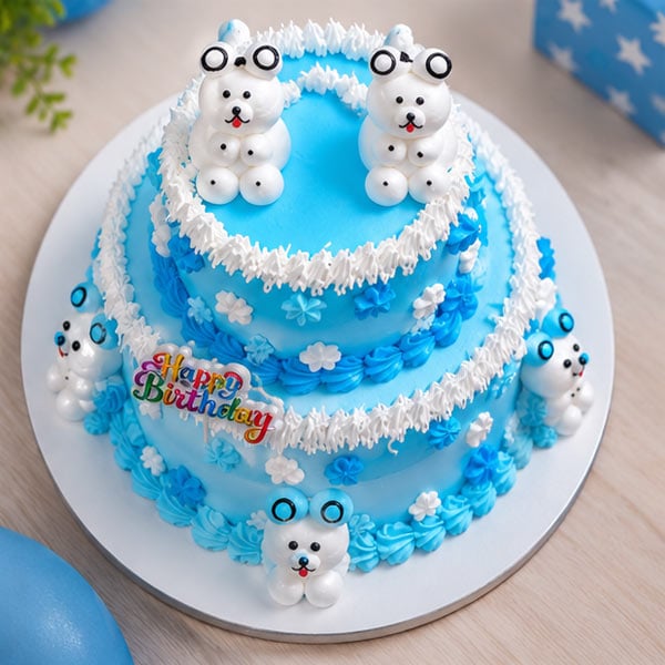Premium Chocolate - Blue Bear Kids Birthday Cake 2