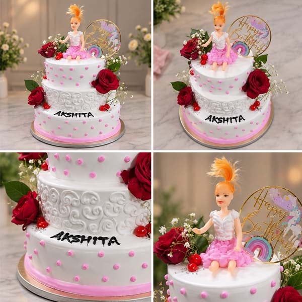3 Tier Princess Doll Chocolate Cake 5