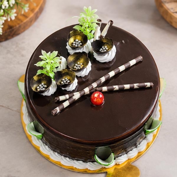 Chocolate Truffle Cake with Cherry & Chocolate Decorations 2