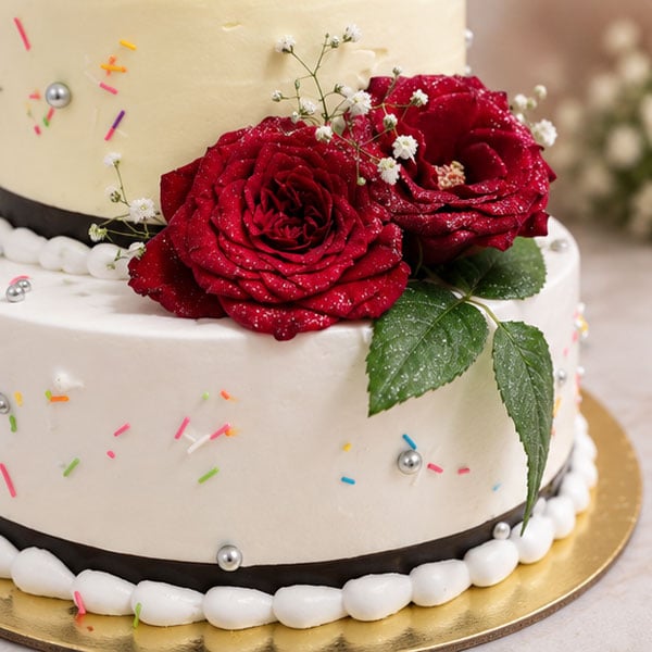 Elegant Pineapple & Butterscotch Two-Tier Cake 3