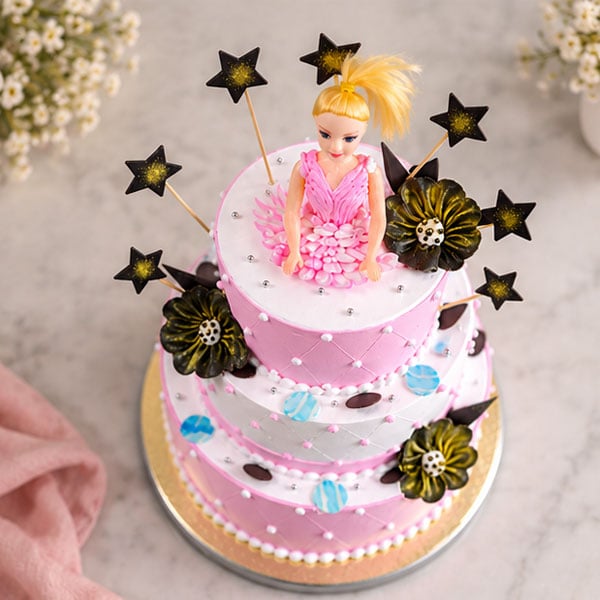 3 Tier Princess Doll Butterscotch Cake 2
