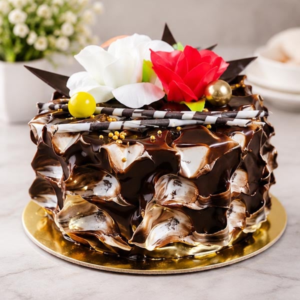 Premium Butterscotch Cake - Chocolate & Floral Delight 3